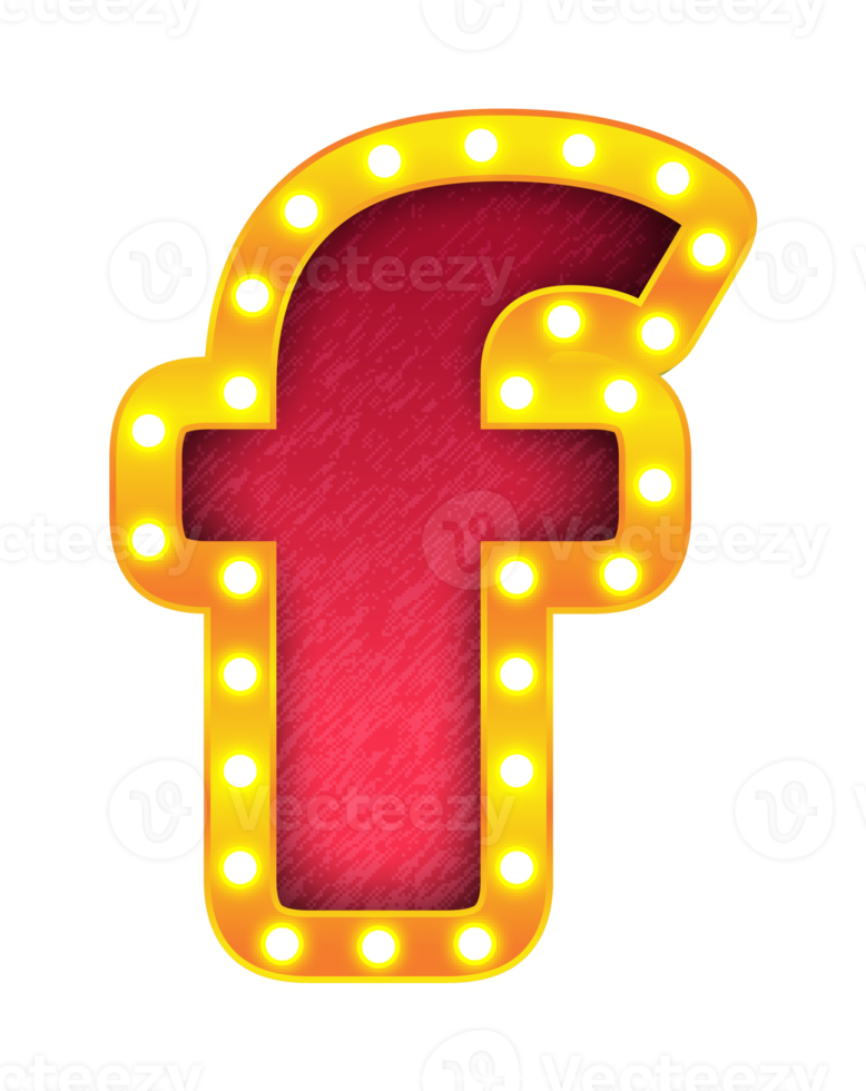 f retro cinema light bulb sign alphabet png