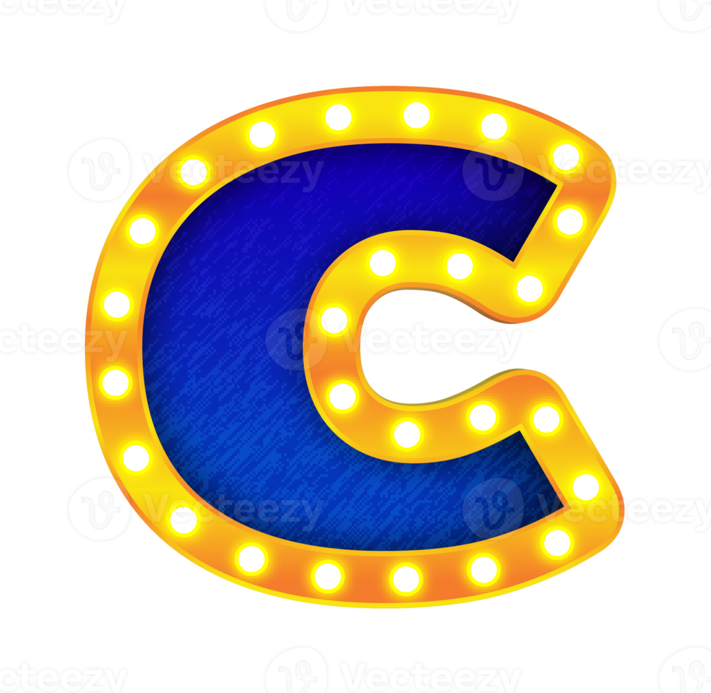 c retro cinema light bulb sign alphabet png