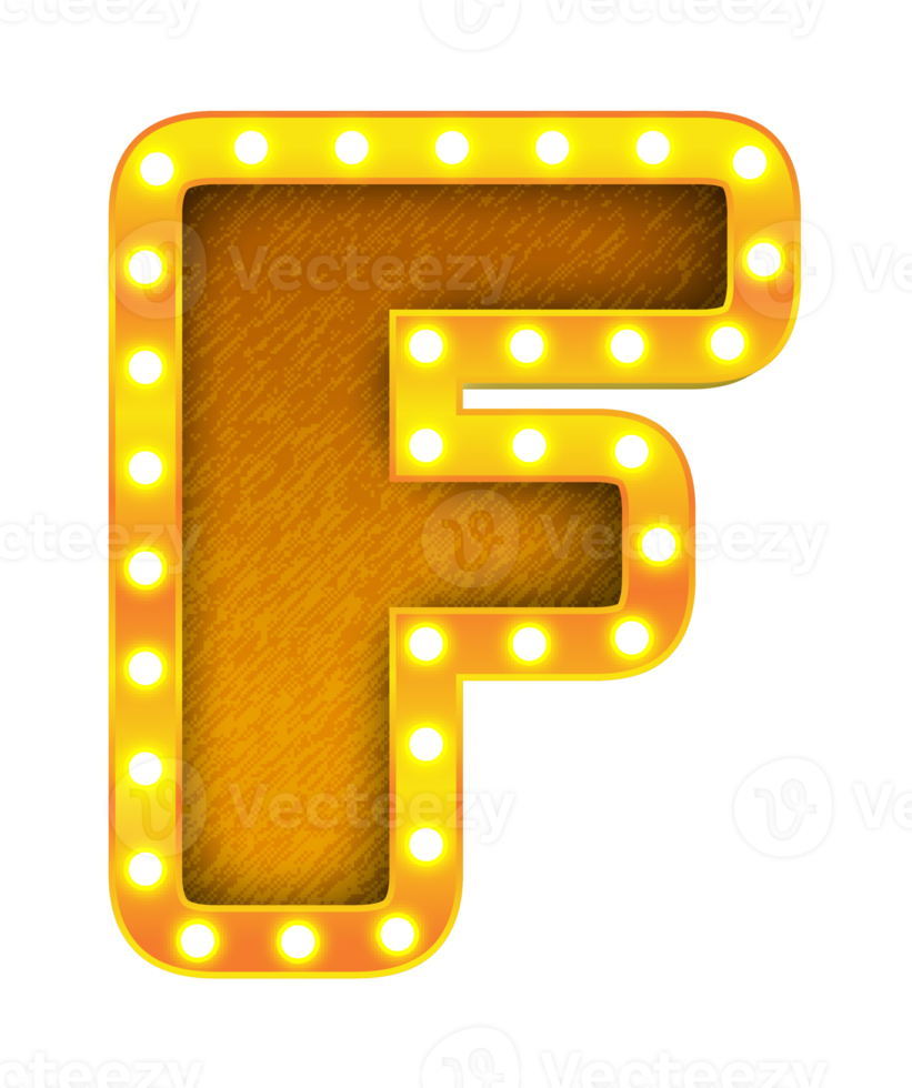 f rétro cinéma ampoule signe alphabet png