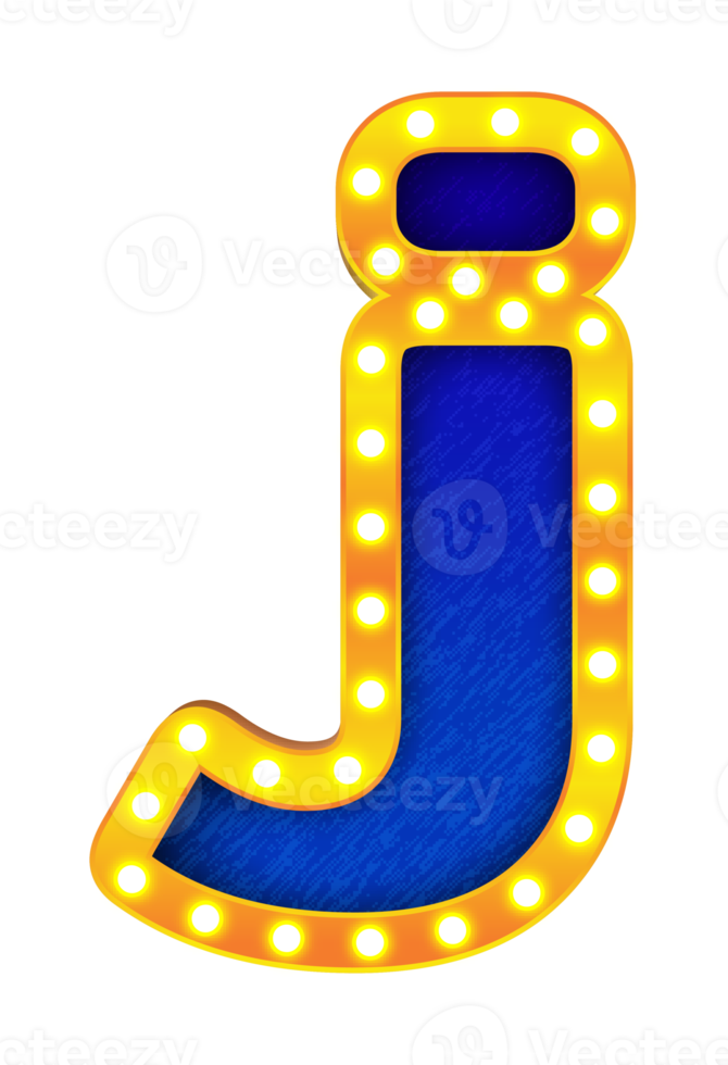 j retro cinema light bulb sign alphabet png