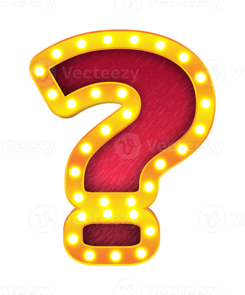 question retro cinema light bulb sign alphabet png