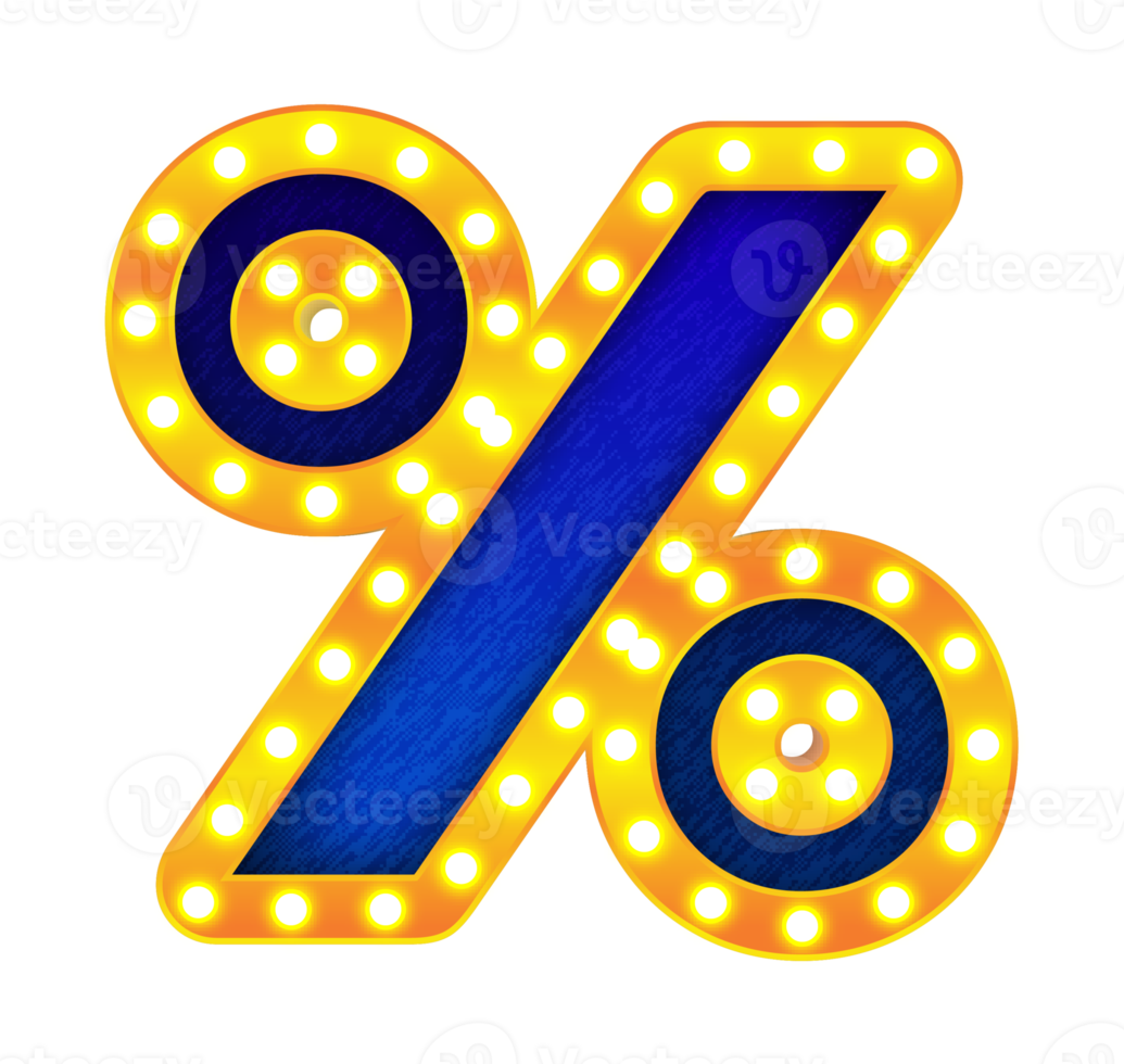 percent retro cinema light bulb sign alphabet png