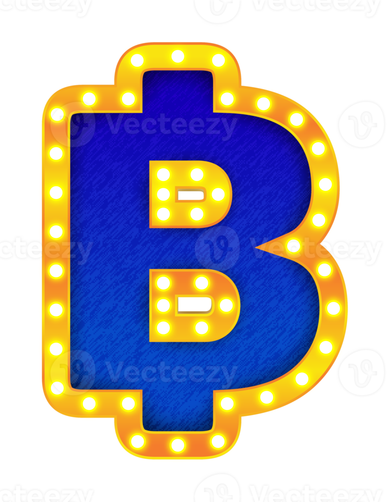 thai retro cinema light bulb sign alphabet png