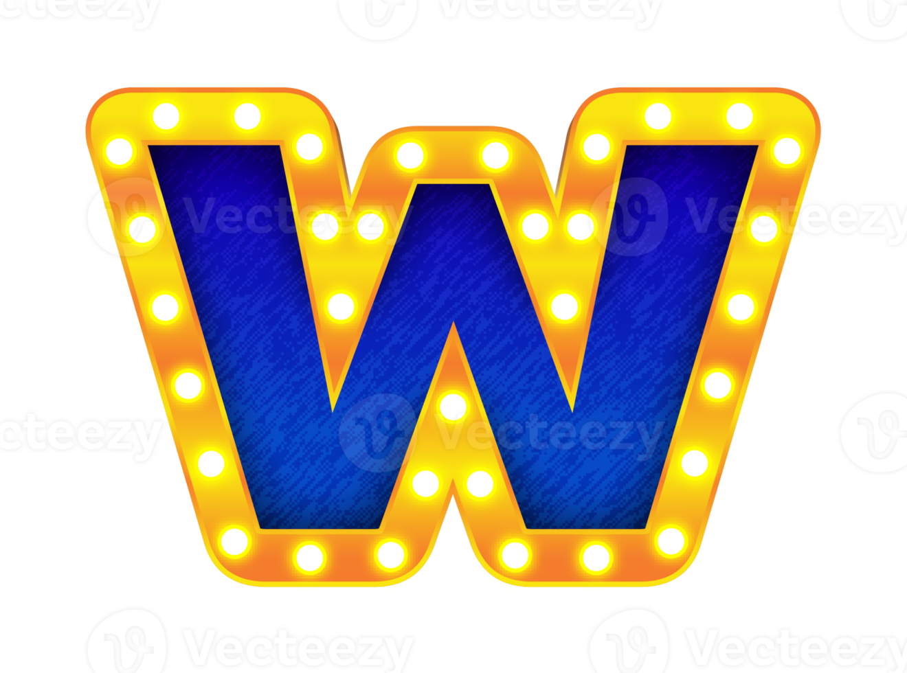 w retro cinema light bulb sign alphabet png