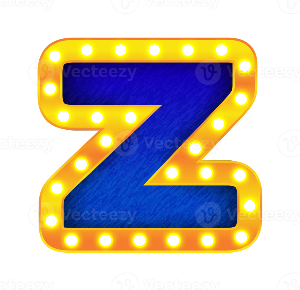 z retro cinema light bulb sign alphabet png