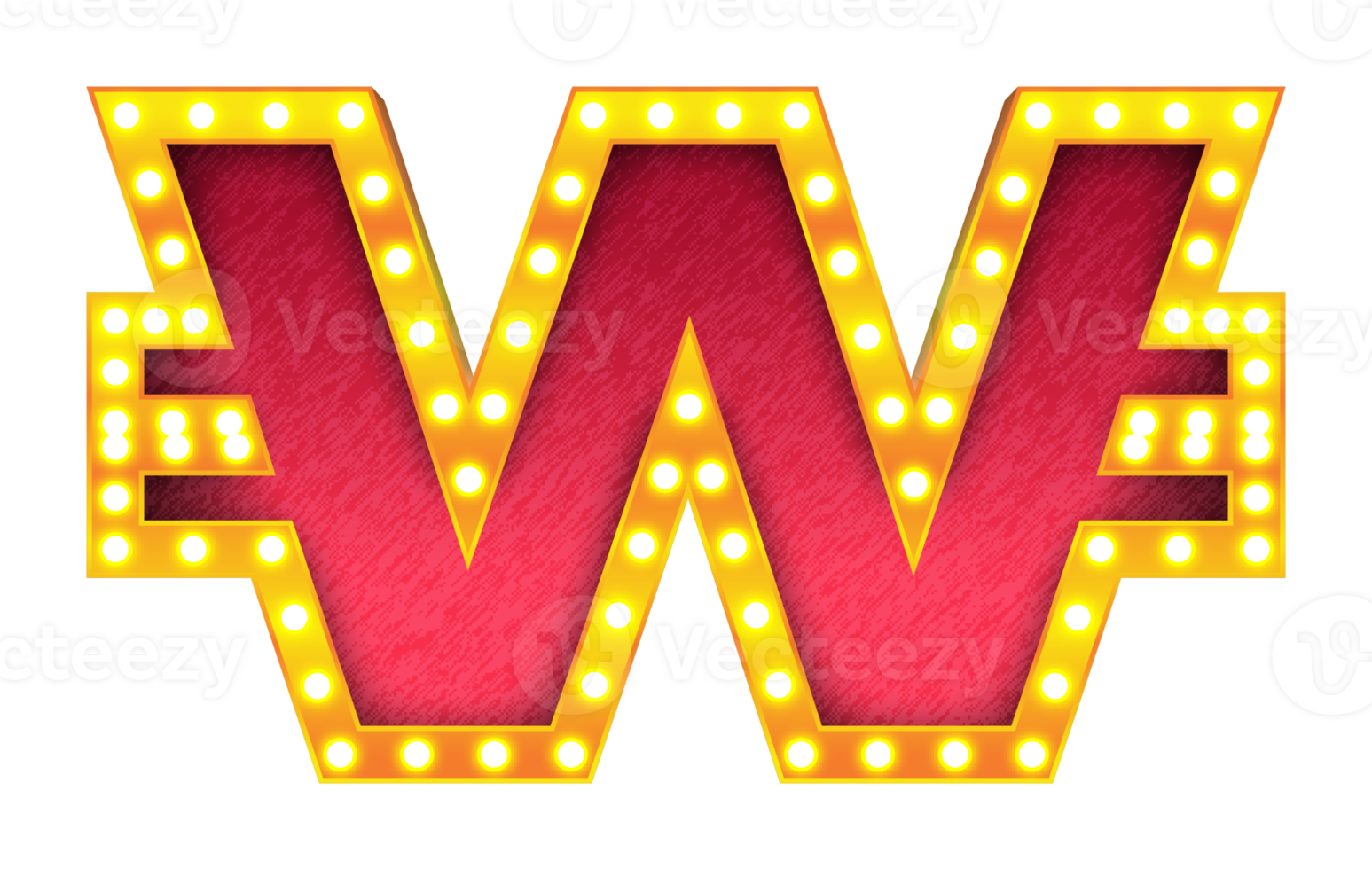 won retro cinema light bulb sign alphabet png