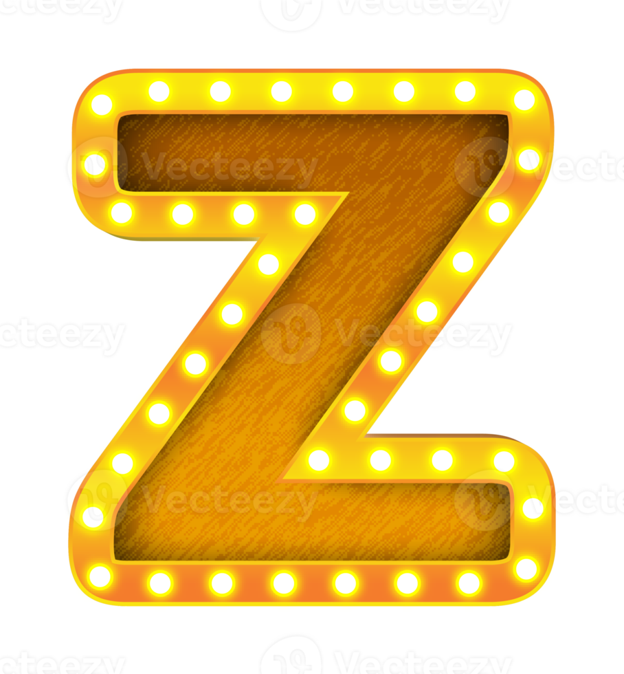 z retro cinema light bulb sign alphabet png