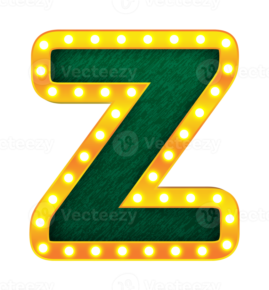 z retro cinema light bulb sign alphabet png