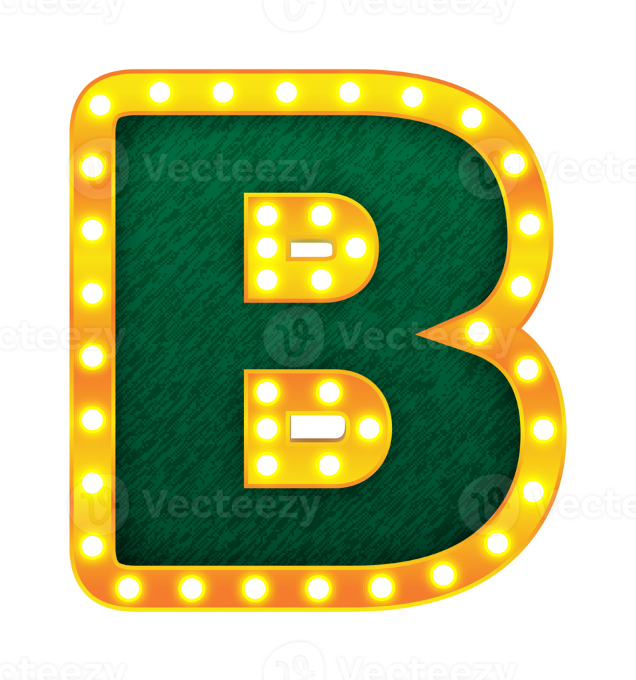 b retro kino glühbirne zeichen alphabet png