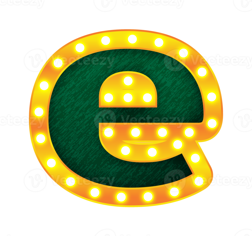 e retro cinema light bulb sign alphabet png