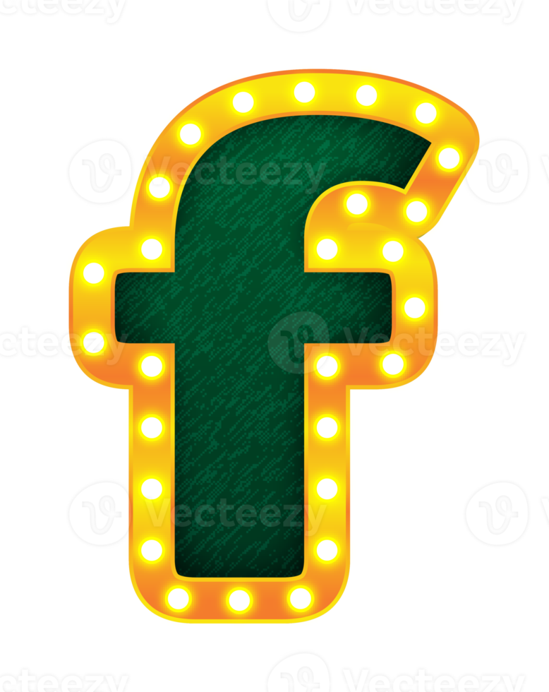 f rétro cinéma ampoule signe alphabet png