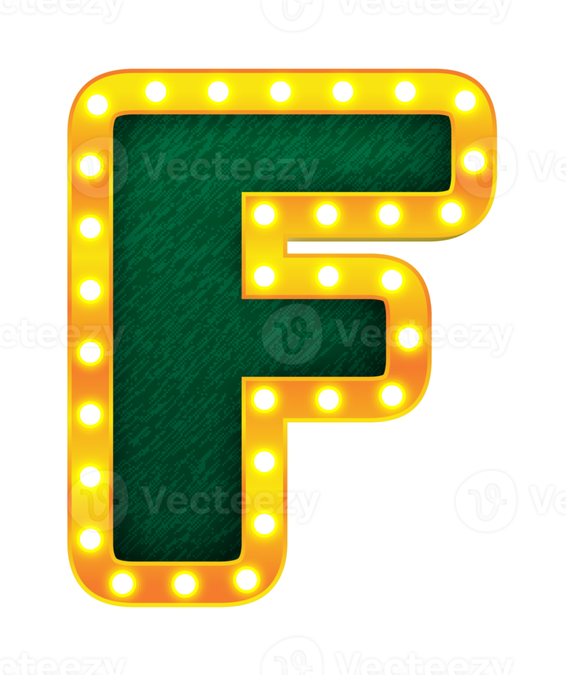 f retro cinema light bulb sign alphabet png