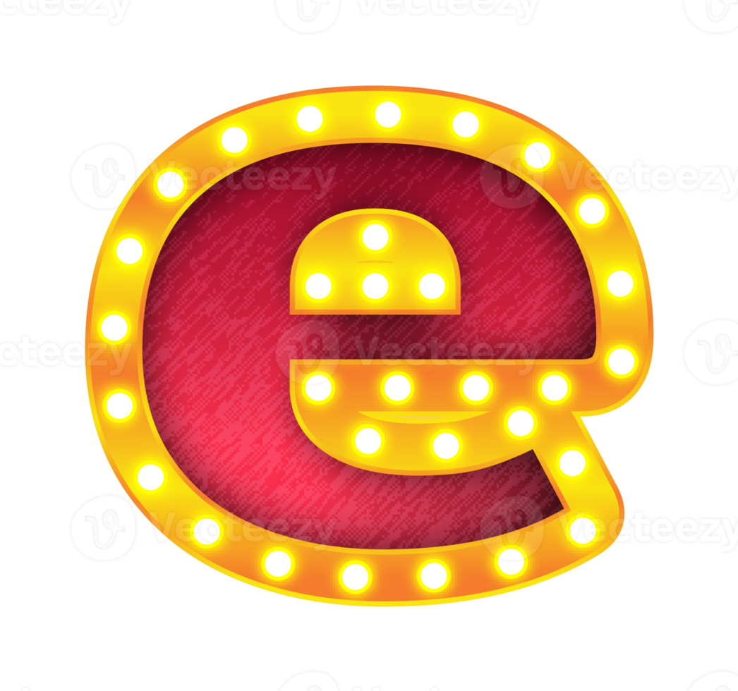 e retro cinema light bulb sign alphabet png