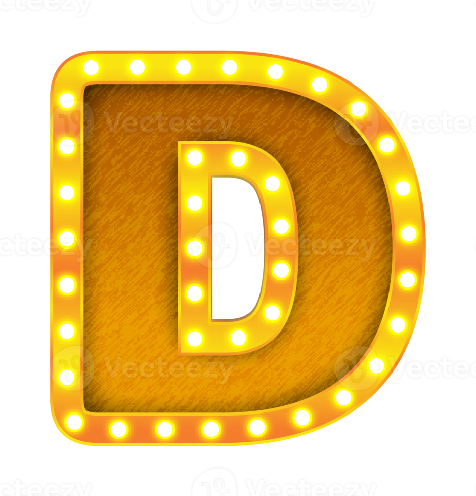 d rétro cinéma ampoule signe alphabet png