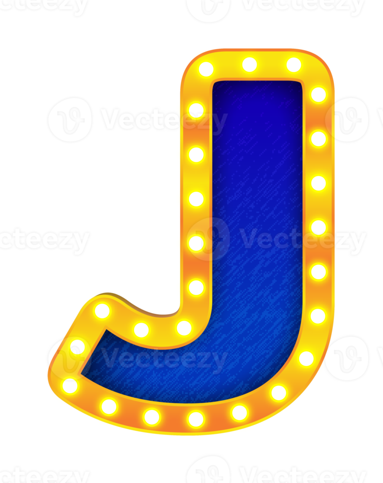 j retro cinema light bulb sign alphabet png