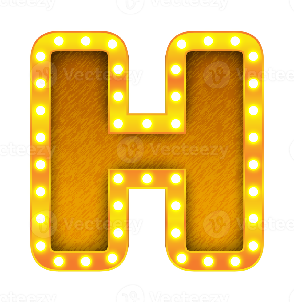 h rétro cinéma ampoule signe alphabet png