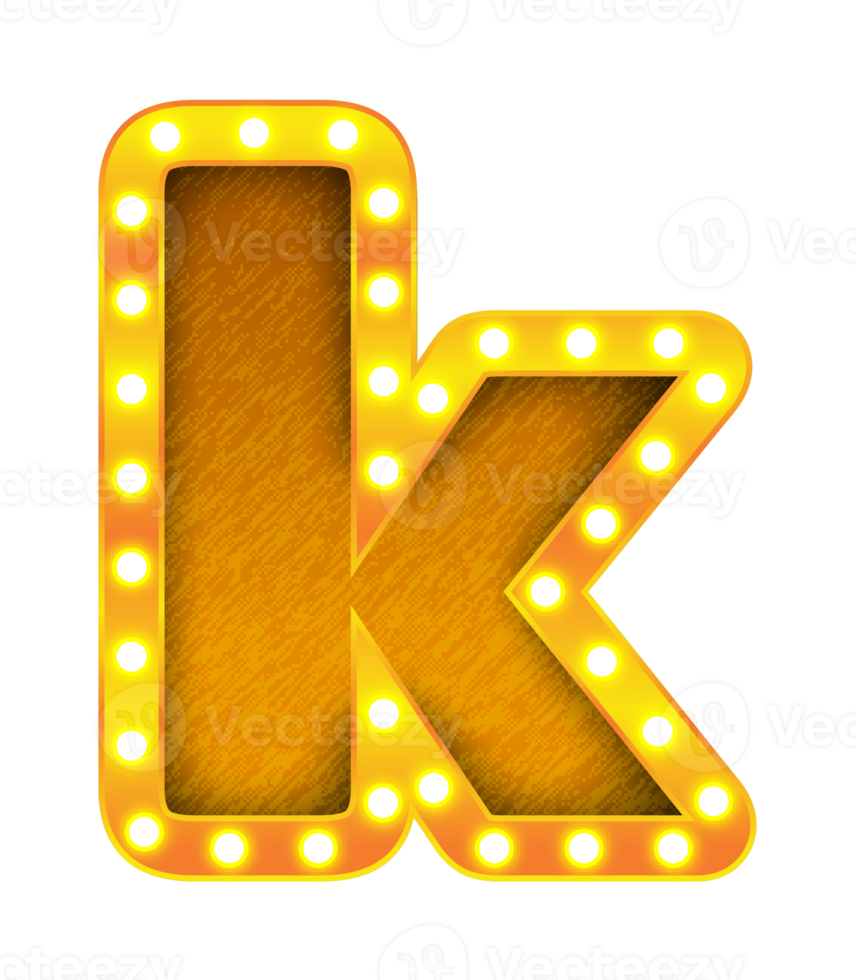 k retro cinema light bulb sign alphabet png