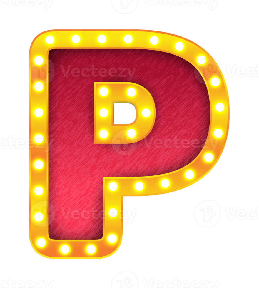 p retro cinema light bulb sign alphabet png