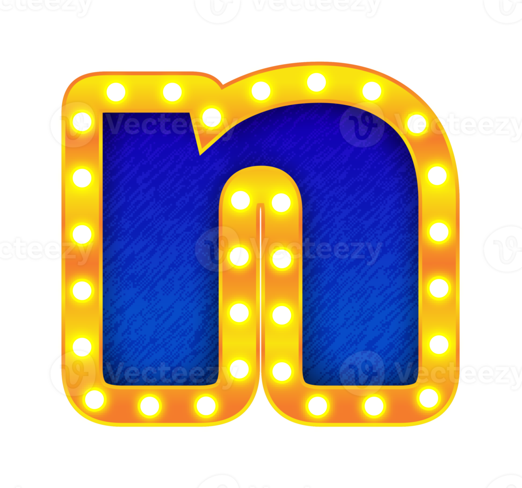 n rétro cinéma ampoule signe alphabet png