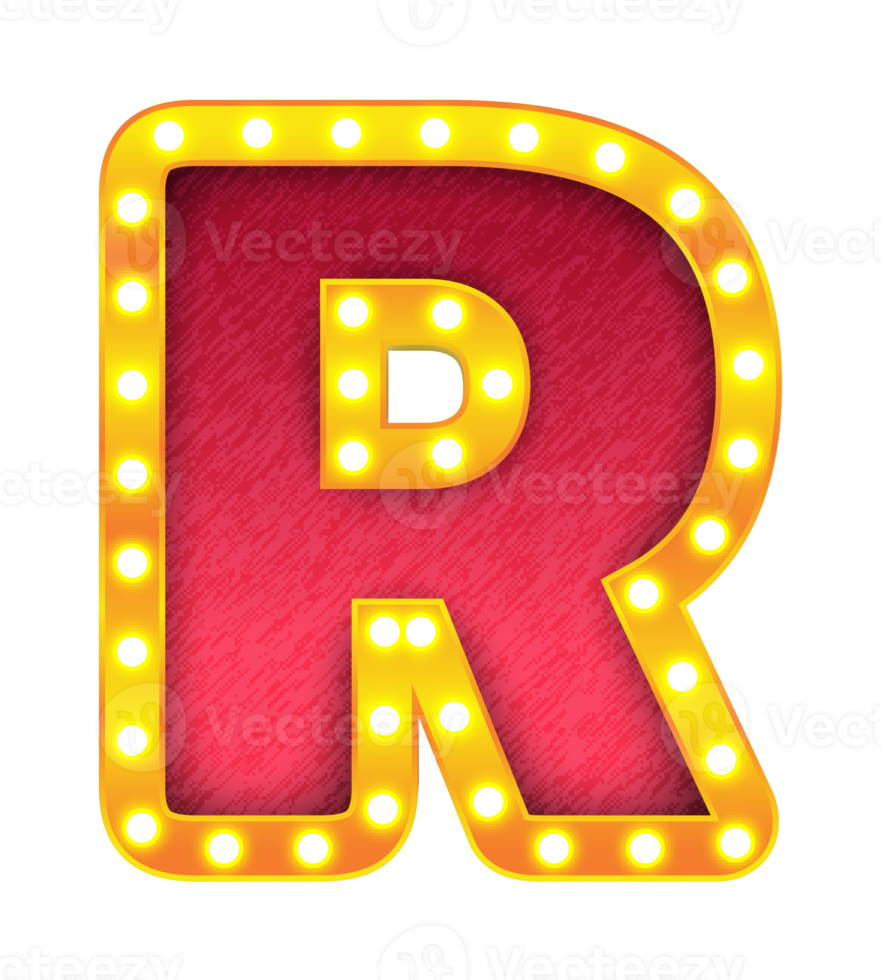 r rétro cinéma ampoule signe alphabet png