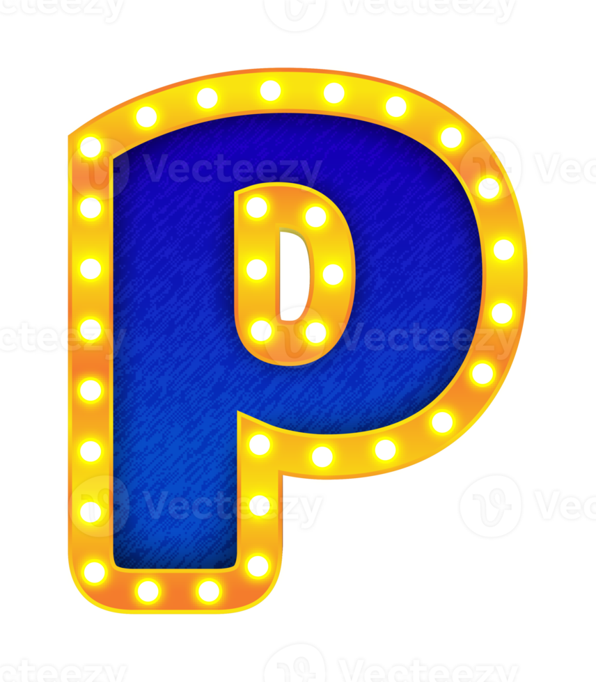 p retro cinema light bulb sign alphabet png