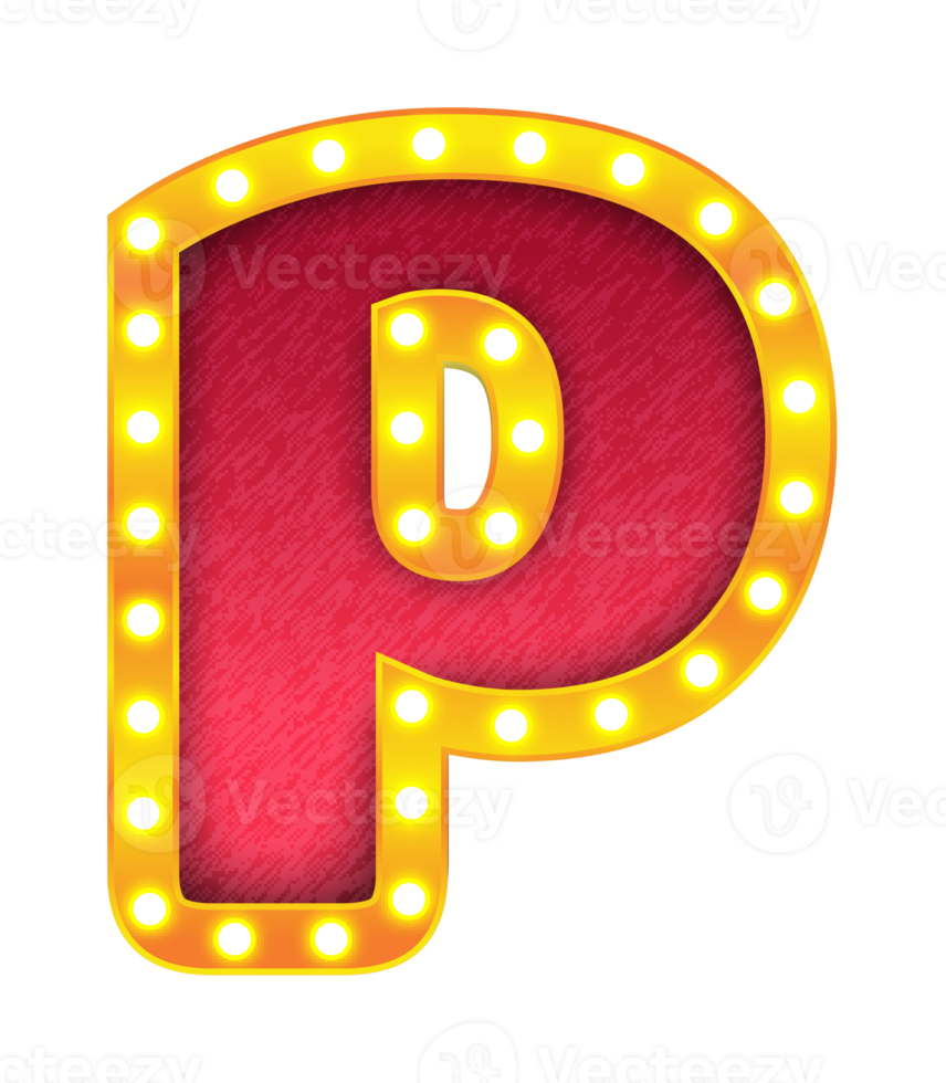 p rétro cinéma ampoule signe alphabet png