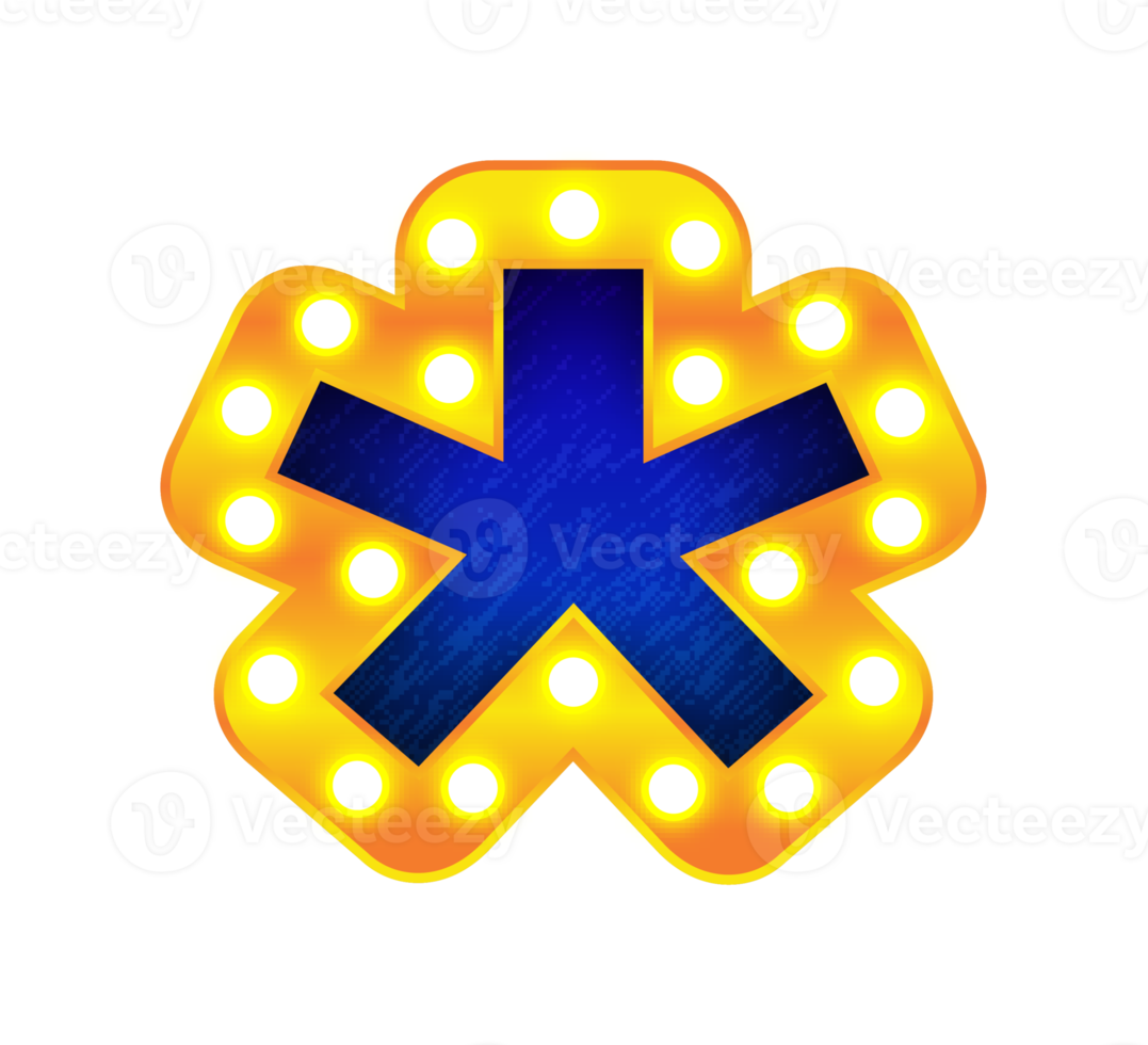 star retro cinema light bulb sign alphabet png