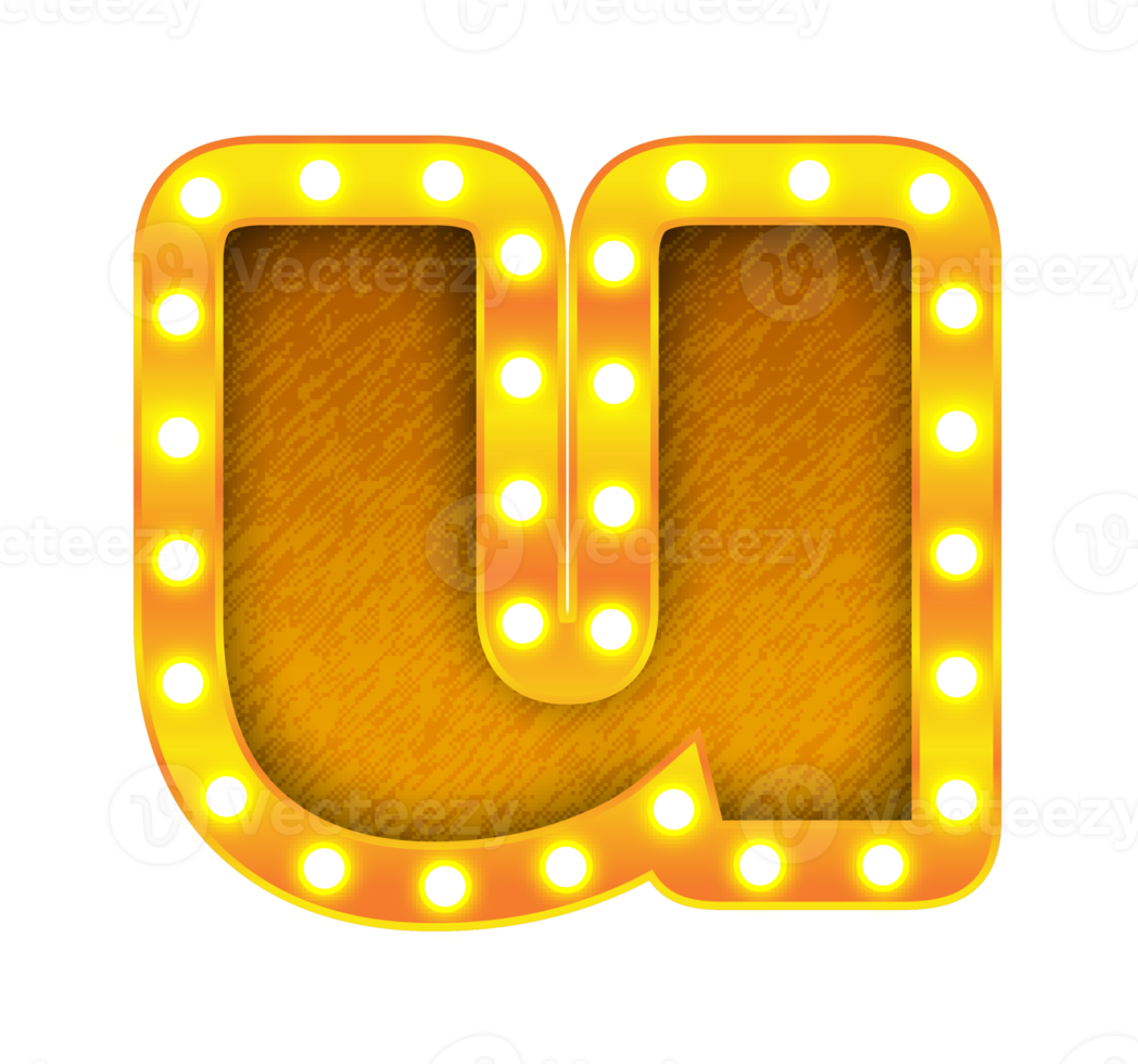 u retro cinema light bulb sign alphabet png