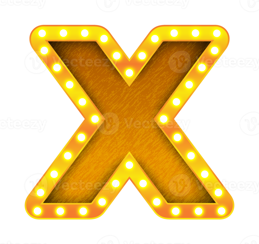 x retro cinema light bulb sign alphabet png