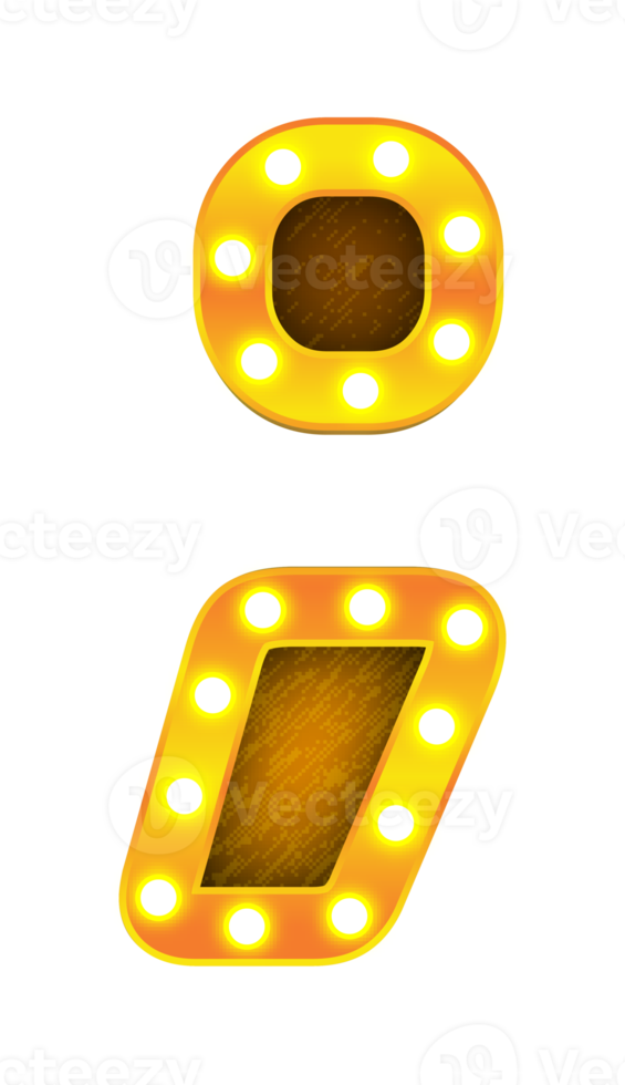 semi retro cinema light bulb sign alphabet png