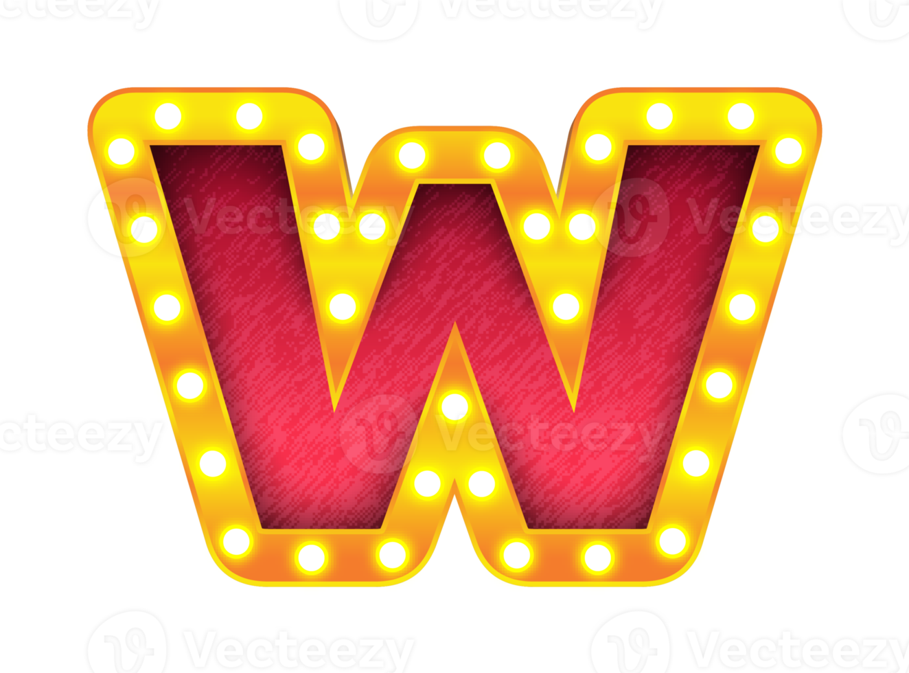 w retro cinema light bulb sign alphabet png