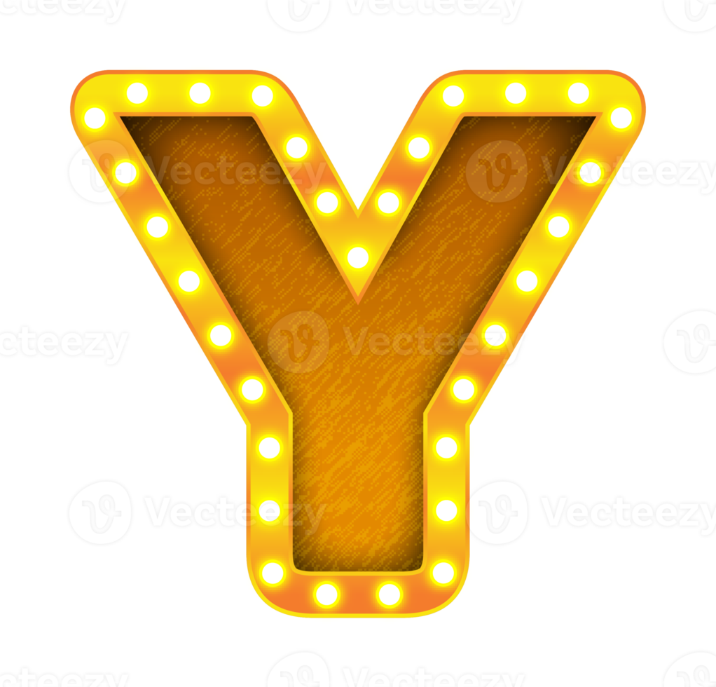 y retro cinema light bulb sign alphabet png