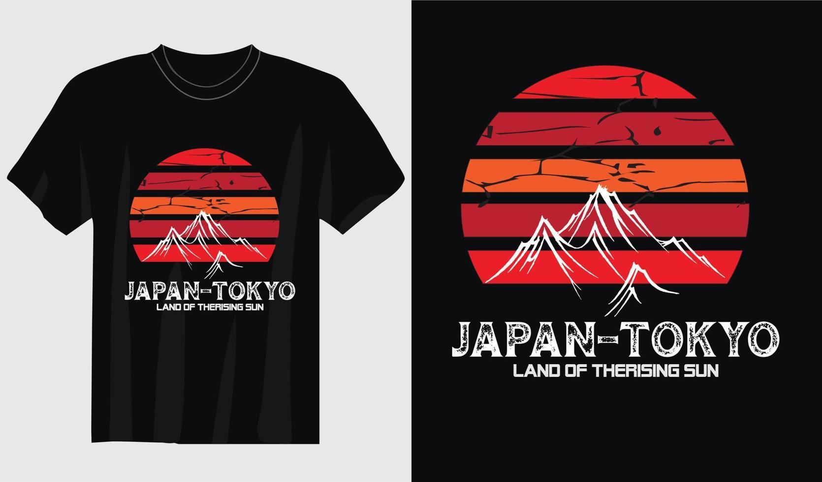 Tokyo land the rising sun typography vector illustration t shirt premium