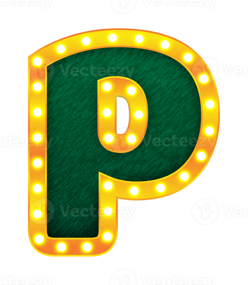 p retro cinema light bulb sign alphabet png