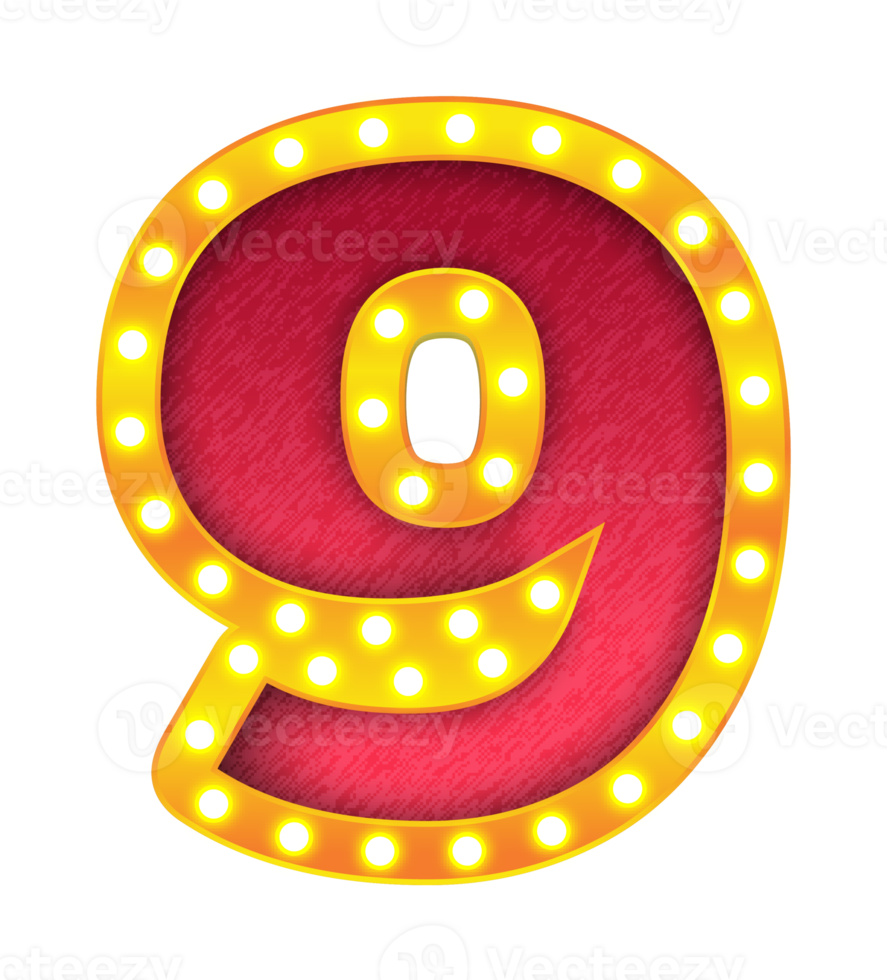 9 retro cinema light bulb sign alphabet png