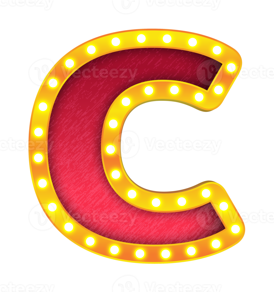 c retro cinema light bulb sign alphabet png