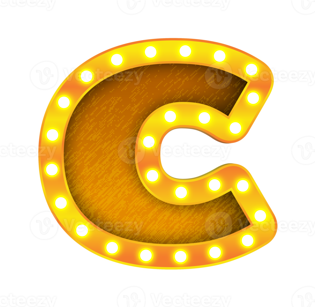 c retro cinema light bulb sign alphabet png