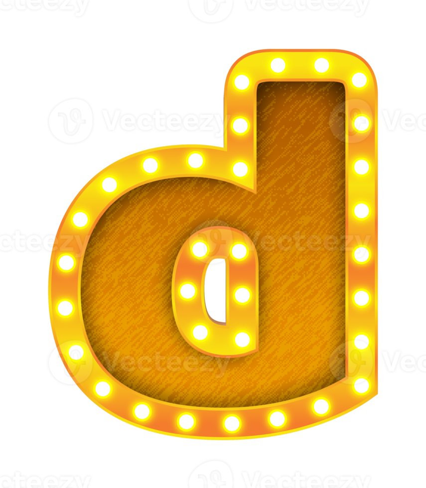 d rétro cinéma ampoule signe alphabet png