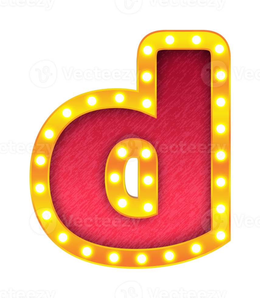 d rétro cinéma ampoule signe alphabet png