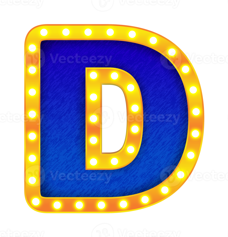 d retro cinema light bulb sign alphabet png