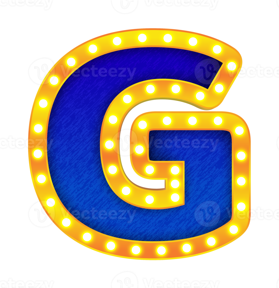 g retro cinema light bulb sign alphabet png