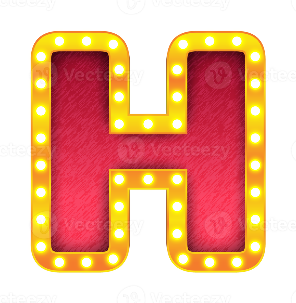 h retro kino glühbirne zeichen alphabet png
