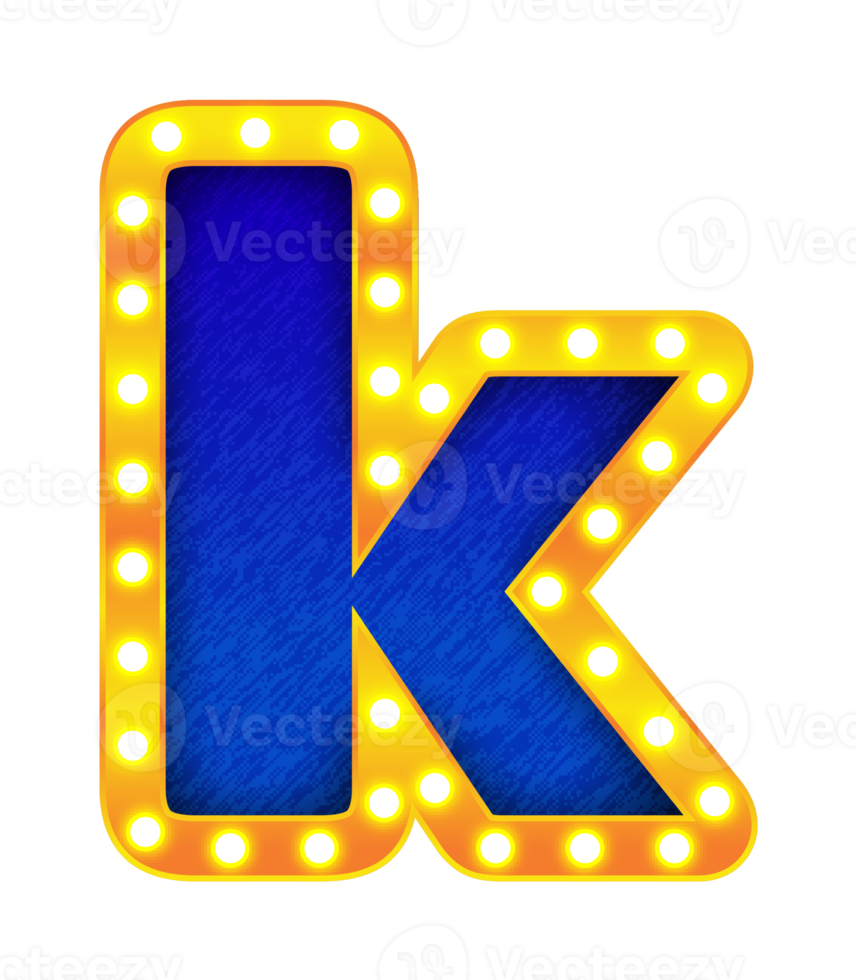 k retro cinema light bulb sign alphabet png