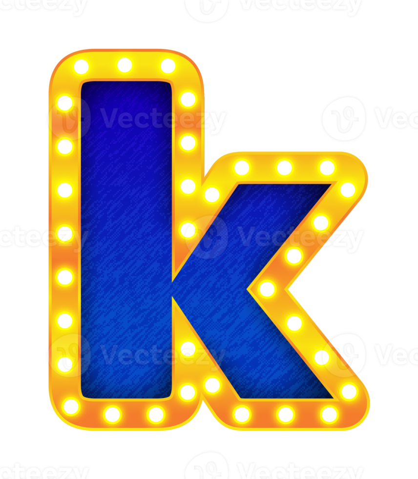 k rétro cinéma ampoule signe alphabet png