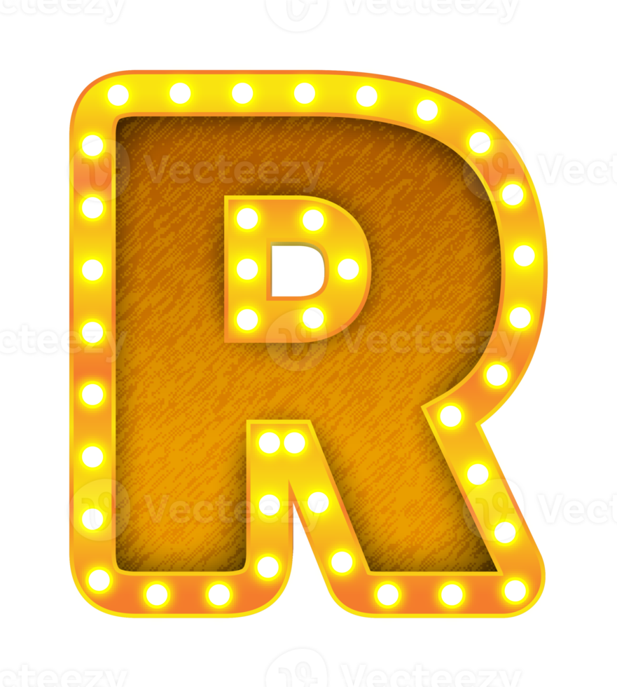 r rétro cinéma ampoule signe alphabet png