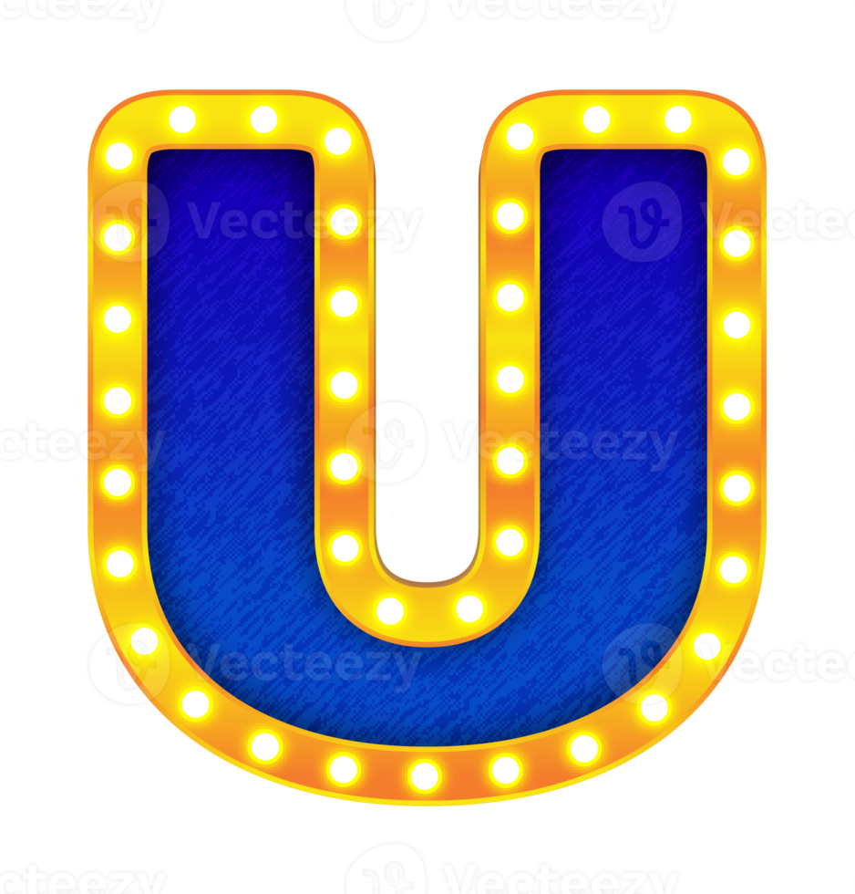 u retro kino glühbirne zeichen alphabet png