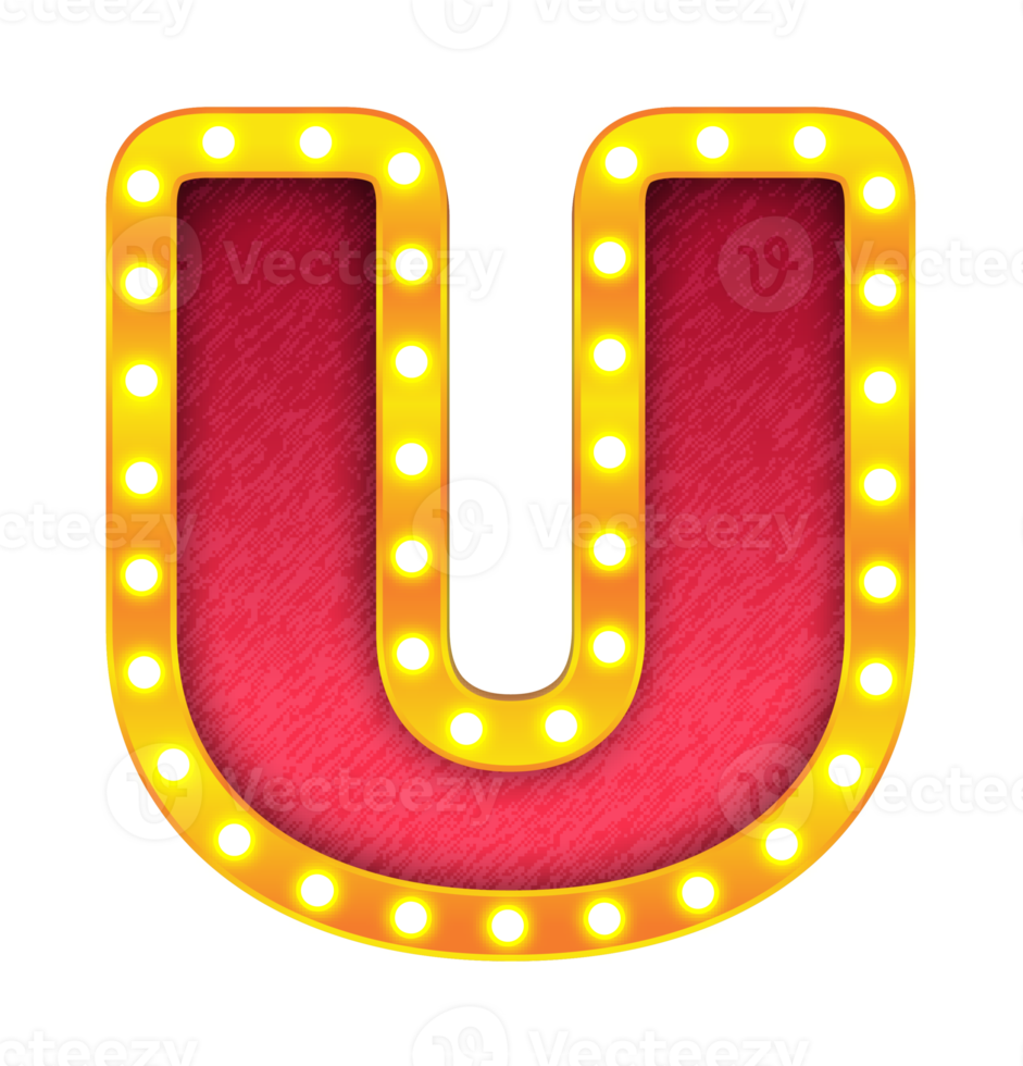 u retro cinema light bulb sign alphabet png