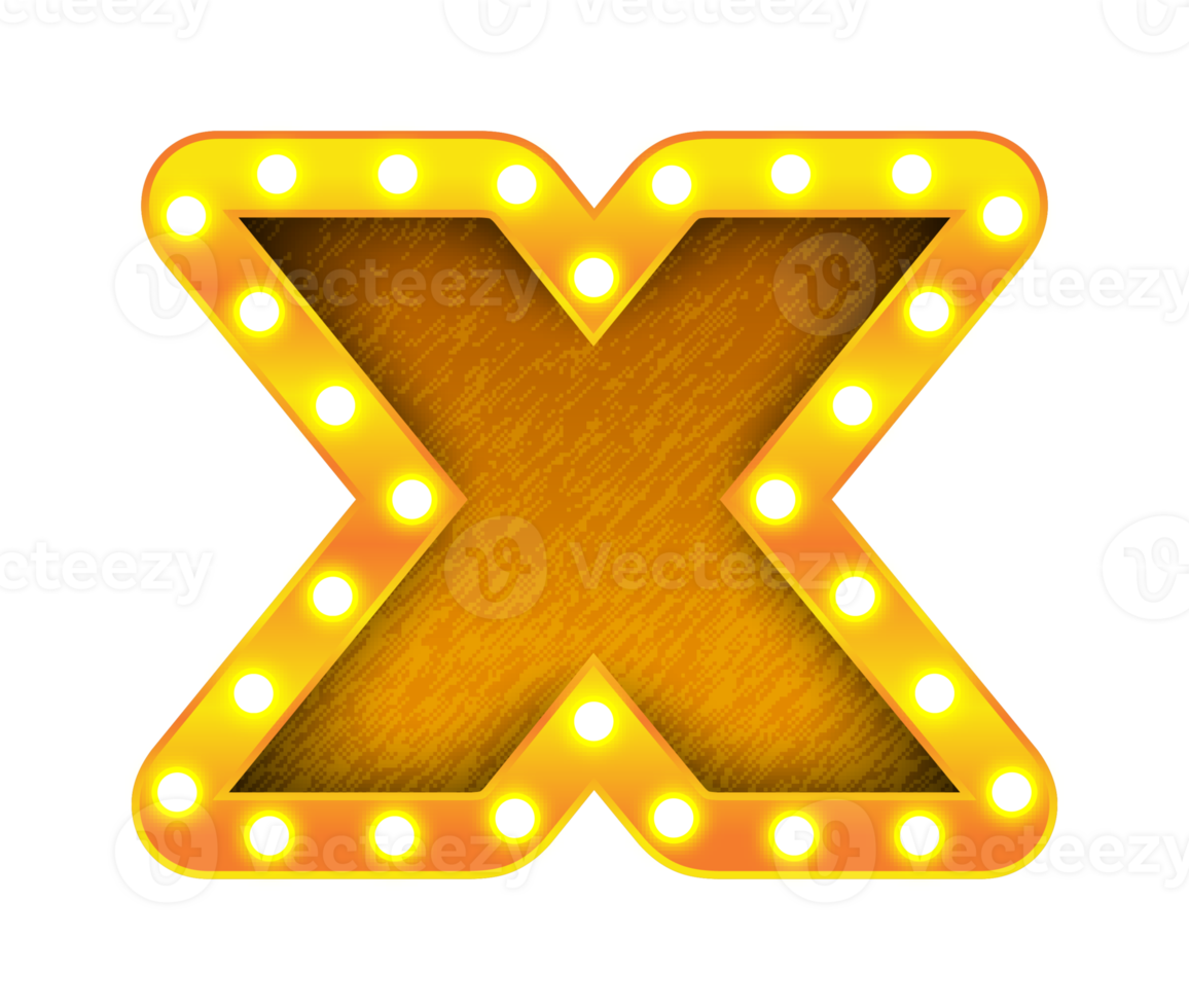 x retro cinema light bulb sign alphabet png