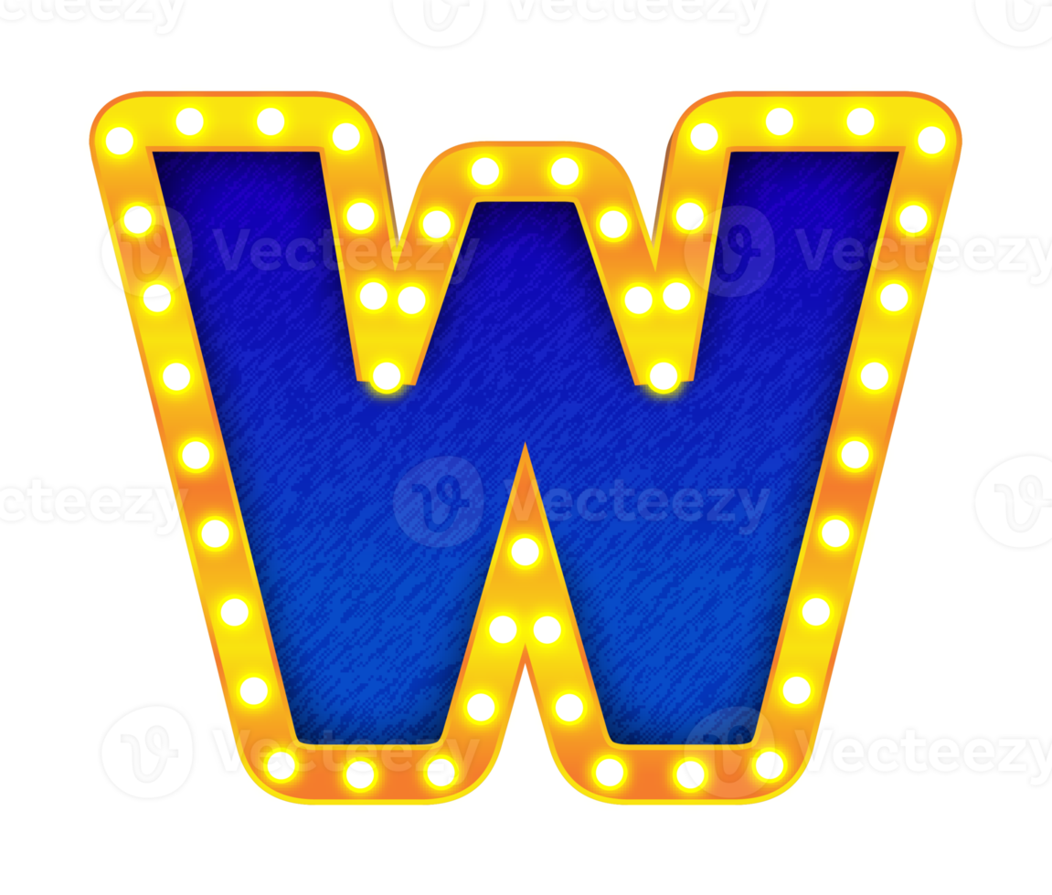 w retro cinema light bulb sign alphabet png