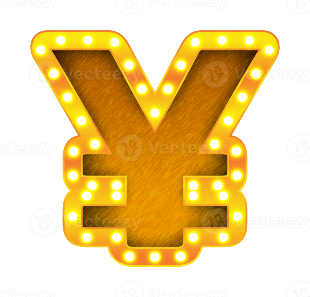 yen retro cinema light bulb sign alphabet png